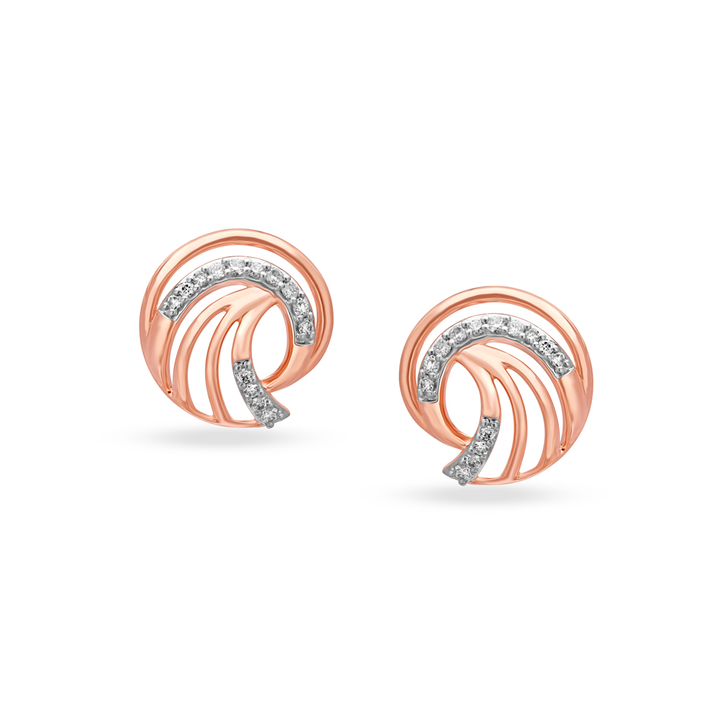 Enticing Rose Gold and Diamond Circlet Stud Earrings,,hi-res image number null