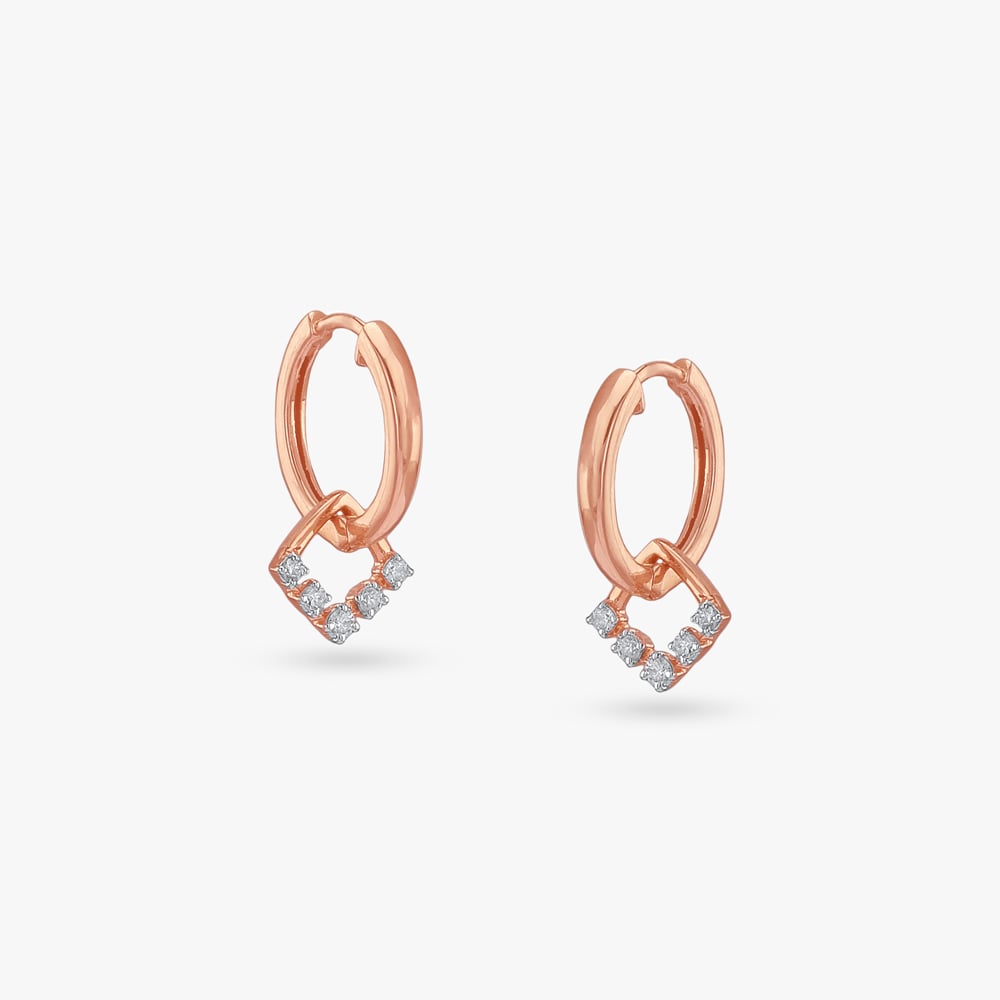 Square Pop Diamond Hoop Earrings,,hi-res image number null