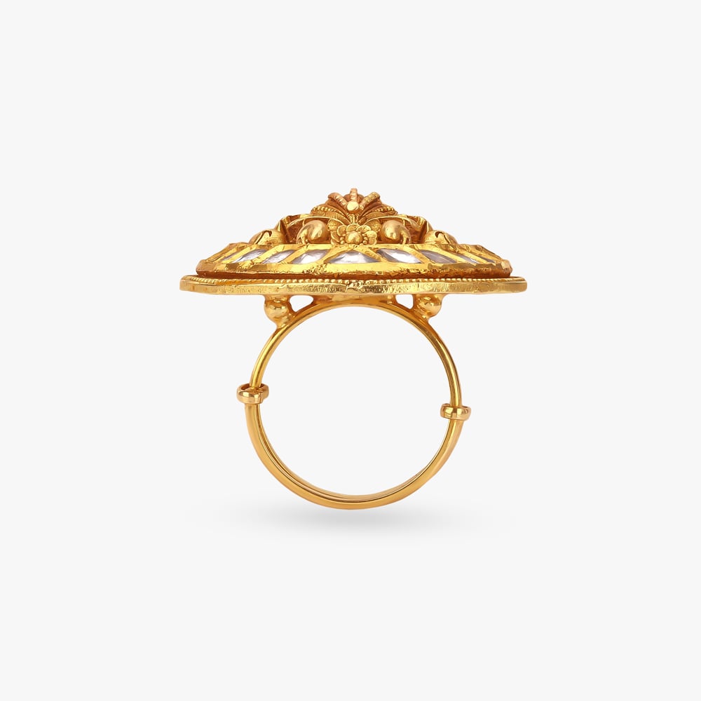 Kundan Crescent Antique Ring,,hi-res image number null