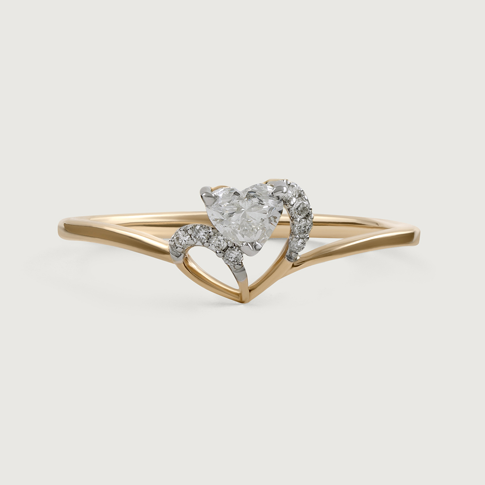 Heartfelt Radiance 14 kt Gold & Diamond Finger Ring,,hi-res image number null