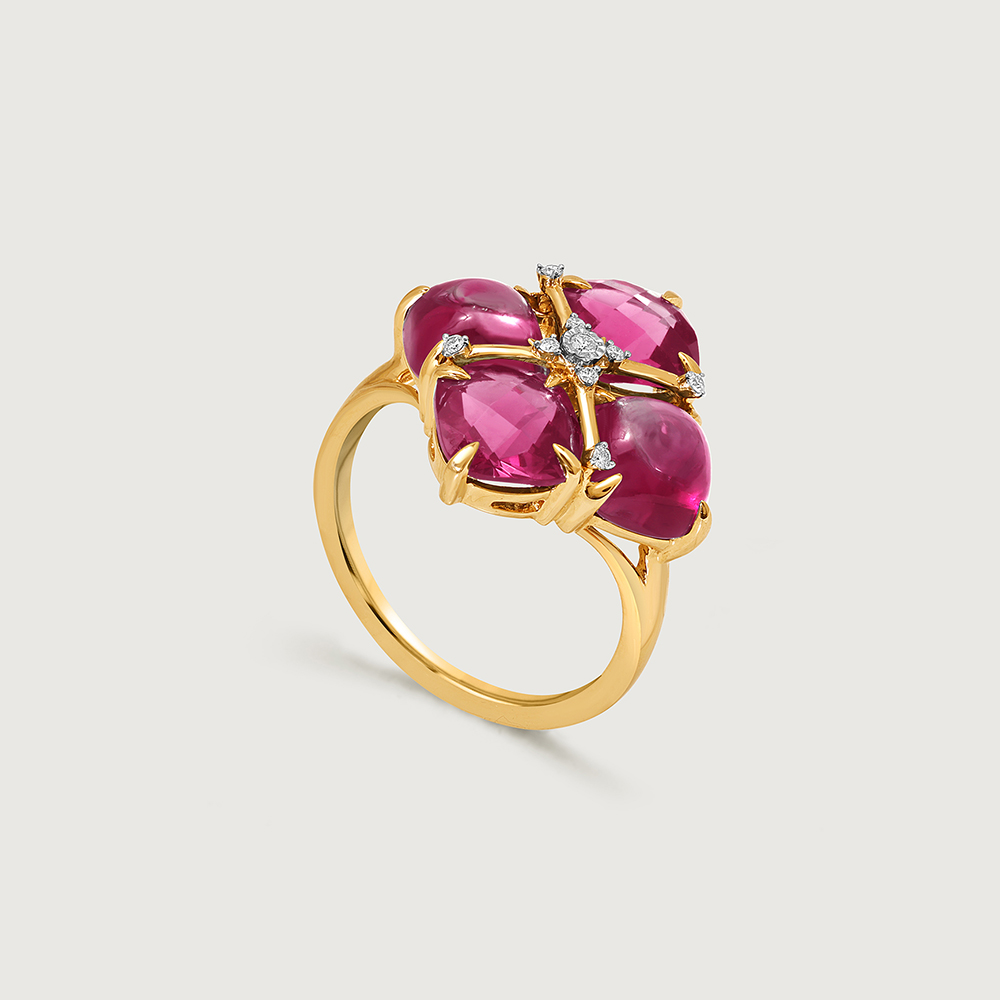 Bordeaux Bling 14KT Diamond & Ruby Ring,,hi-res image number null