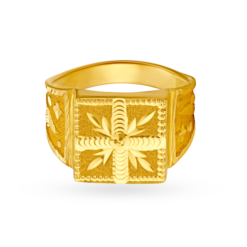 Geometric 22 Karat Yellow Gold Finger Ring,,hi-res image number null