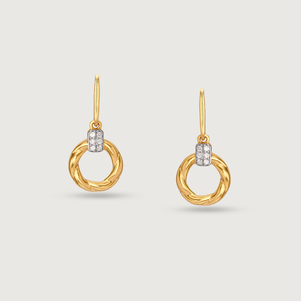 Twisted Elegance 14KT Gold & Diamond Drop Earrings,,hi-res image number null