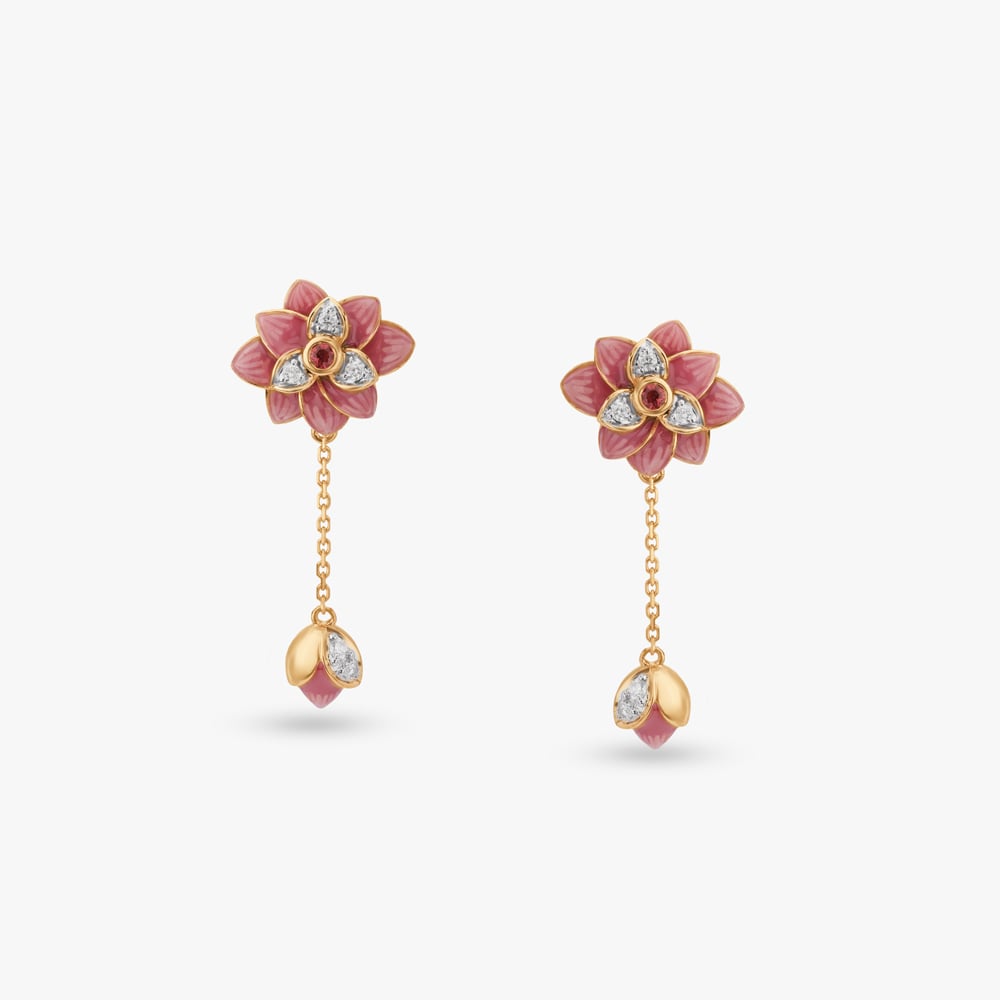 Dewlight Floral Diamond Drop Earrings,,hi-res image number null