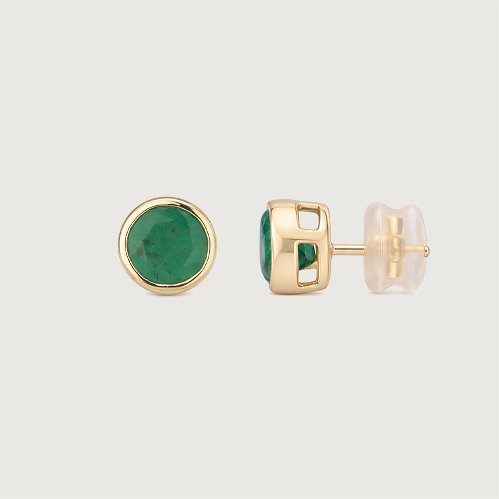 Refined Polished Emerald Gold Stud Earrings,,hi-res image number null