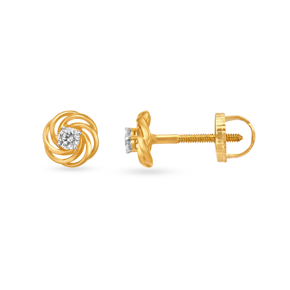 Swirl Pattern Diamond Stud Earrings for Kids,,hi-res image number null