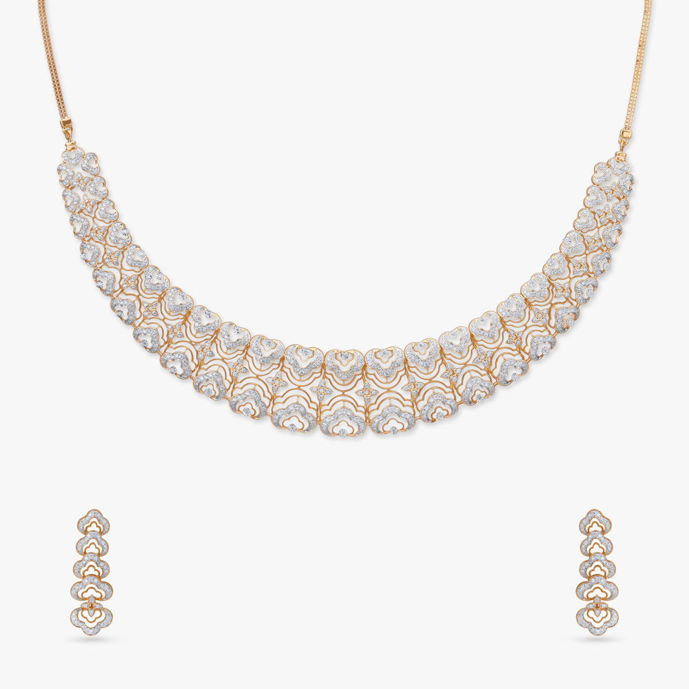 Chiselled Elegance Diamond Necklace Set,,hi-res image number null