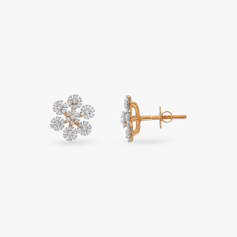 Dainty Bloom Diamond Stud Earrings,,hi-res image number null