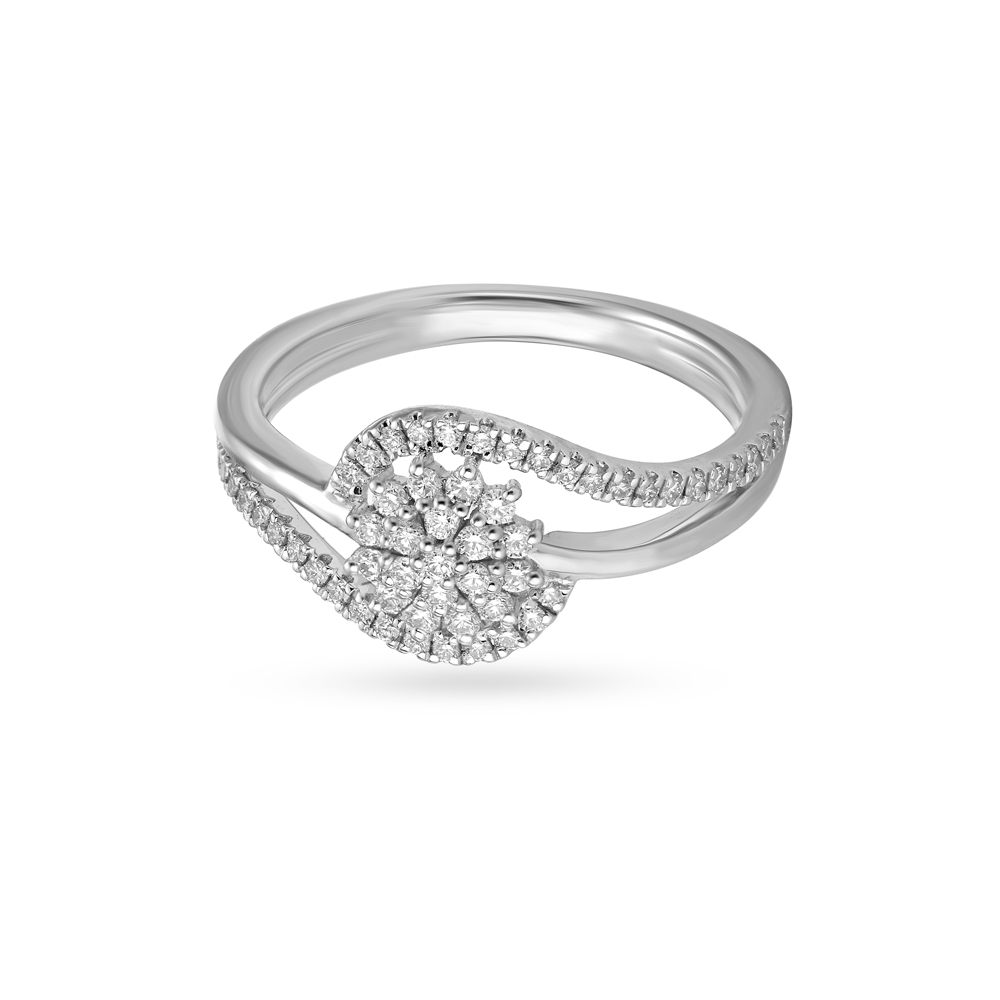 Floral White Platinum Finger Ring