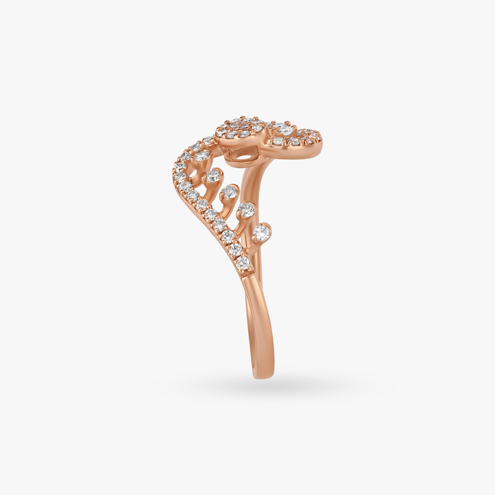 Shimmering Wavy Diamond Finger Ring,,hi-res image number null