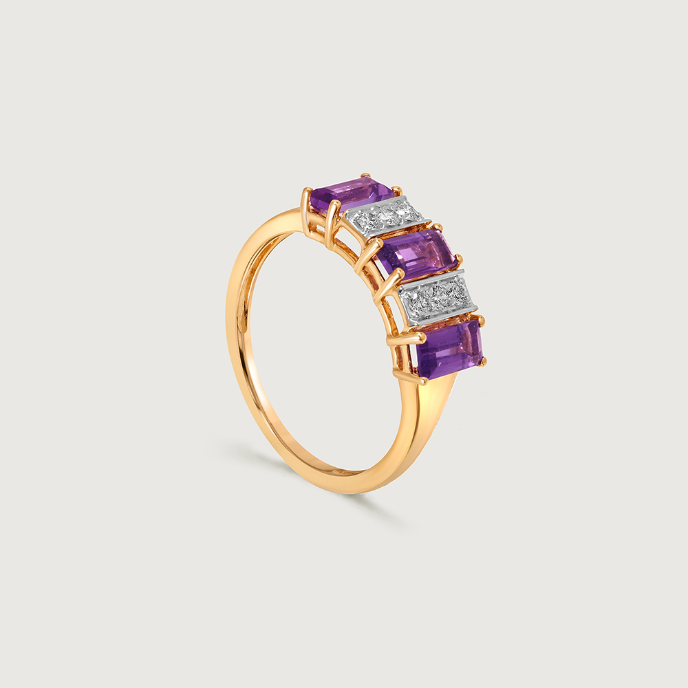 Twilight Mix 14KT Diamond & Amethyst Finger Ring,,hi-res image number null