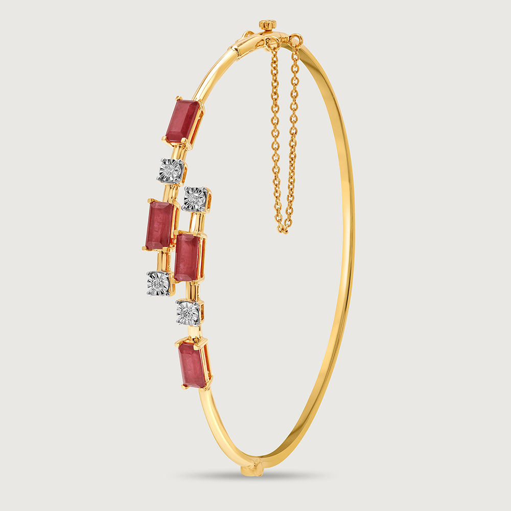 Sparkling Baguettes 14KT Ruby & Diamond Bangle,,hi-res image number null