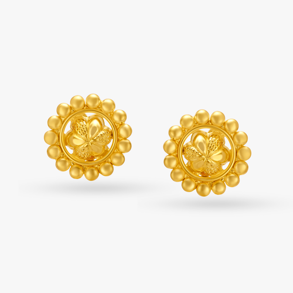 Contemporary Floral Gold Jhumka Earrings,,hi-res image number null