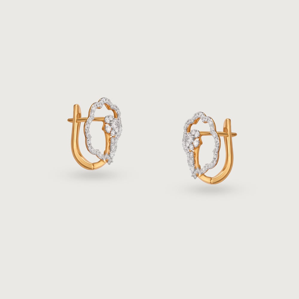 Radiant Grace Gold & Diamond Hoop Earrings,,hi-res image number null