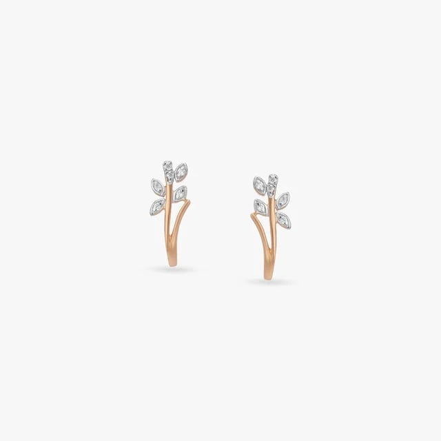 Vine Curve Diamond Hoop Earrings,,hi-res image number null