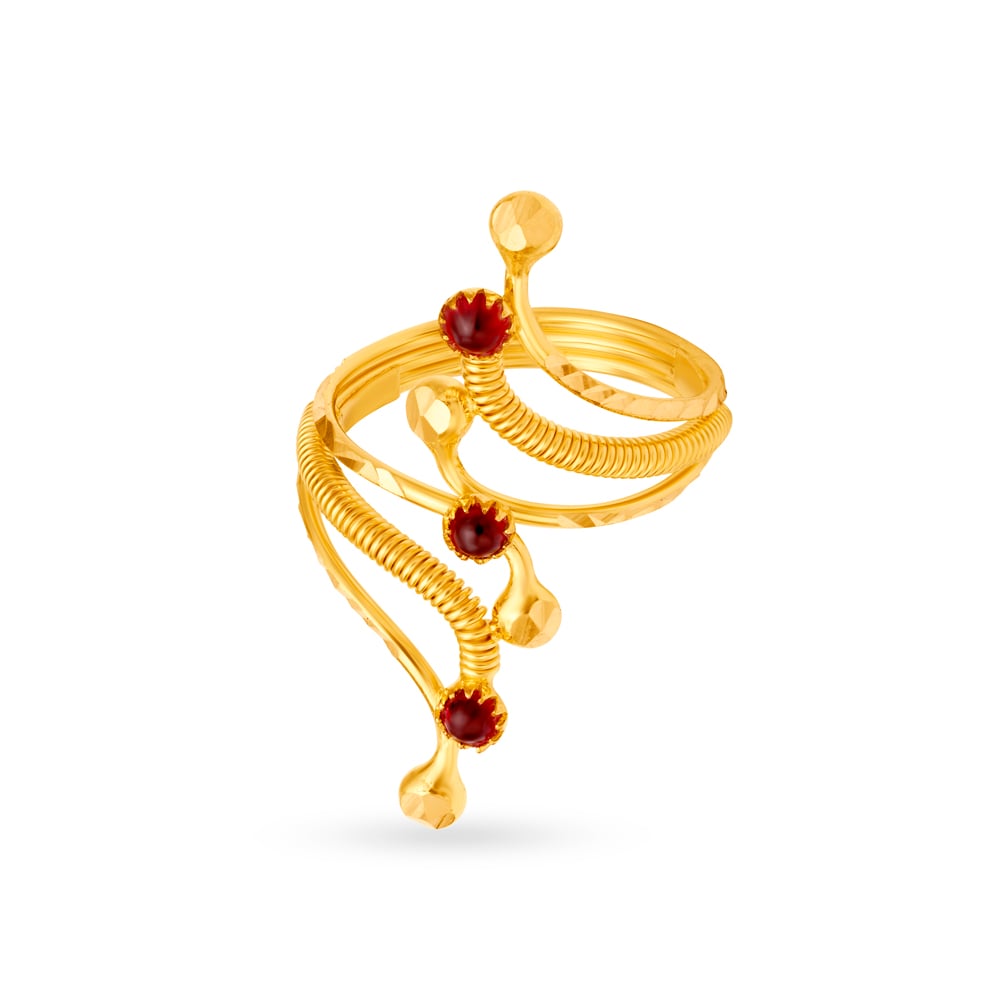 Classy 22 Karat Yellow Gold Spiral Ring,,hi-res image number null