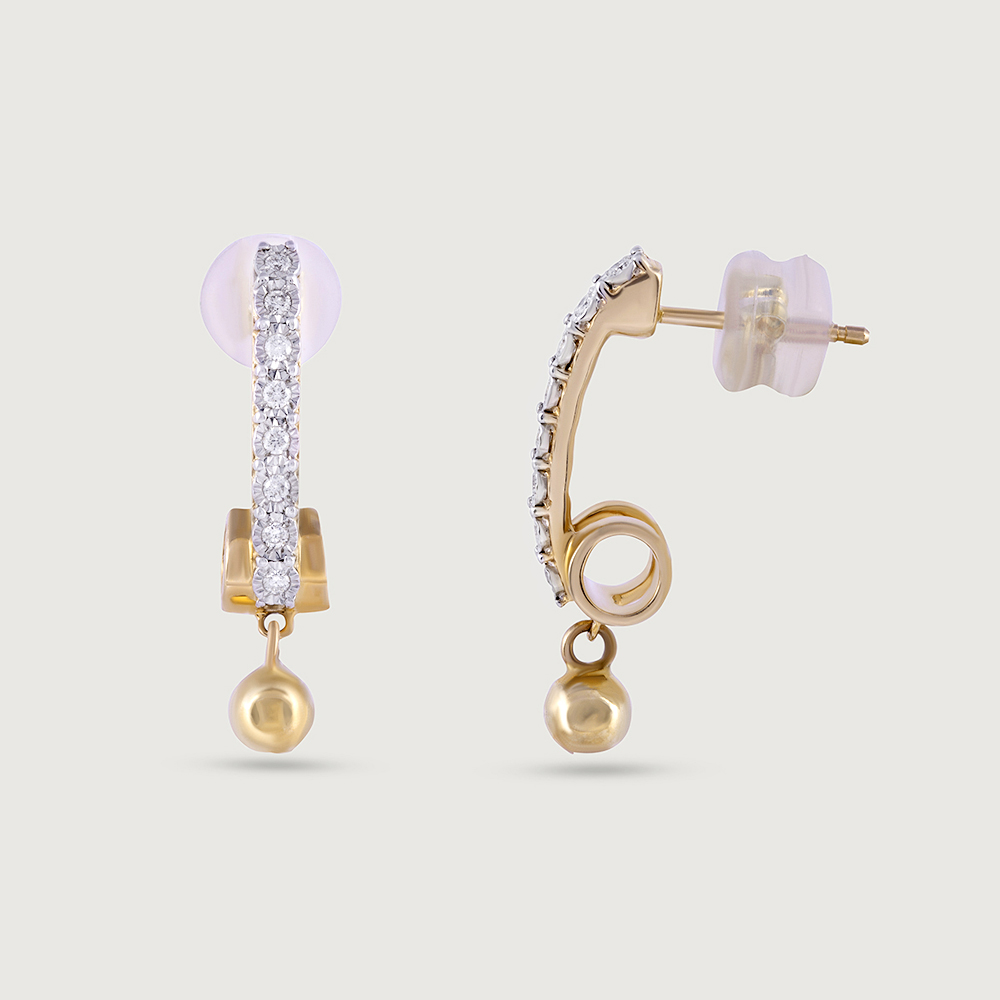 Dual Tone Gold & Diamond Drop Earrings,,hi-res image number null