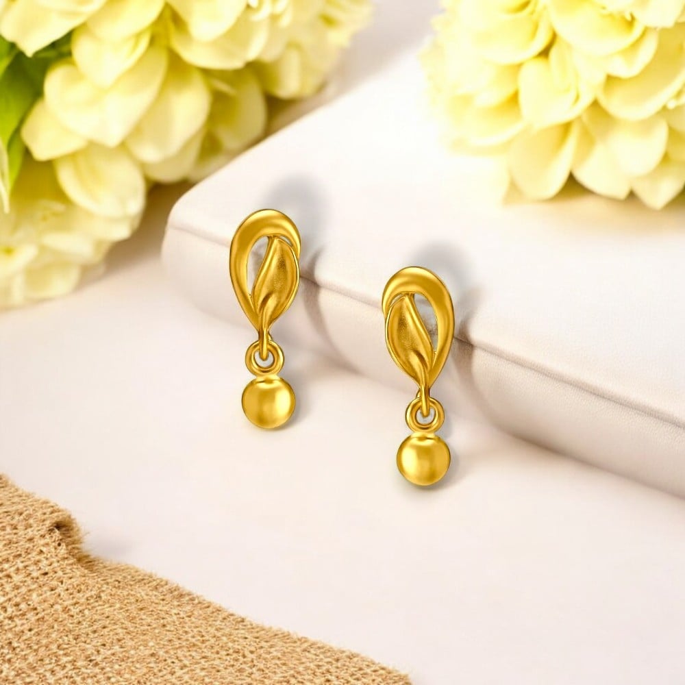 Subtle Leaf Gold Drop Earrings,,hi-res image number null