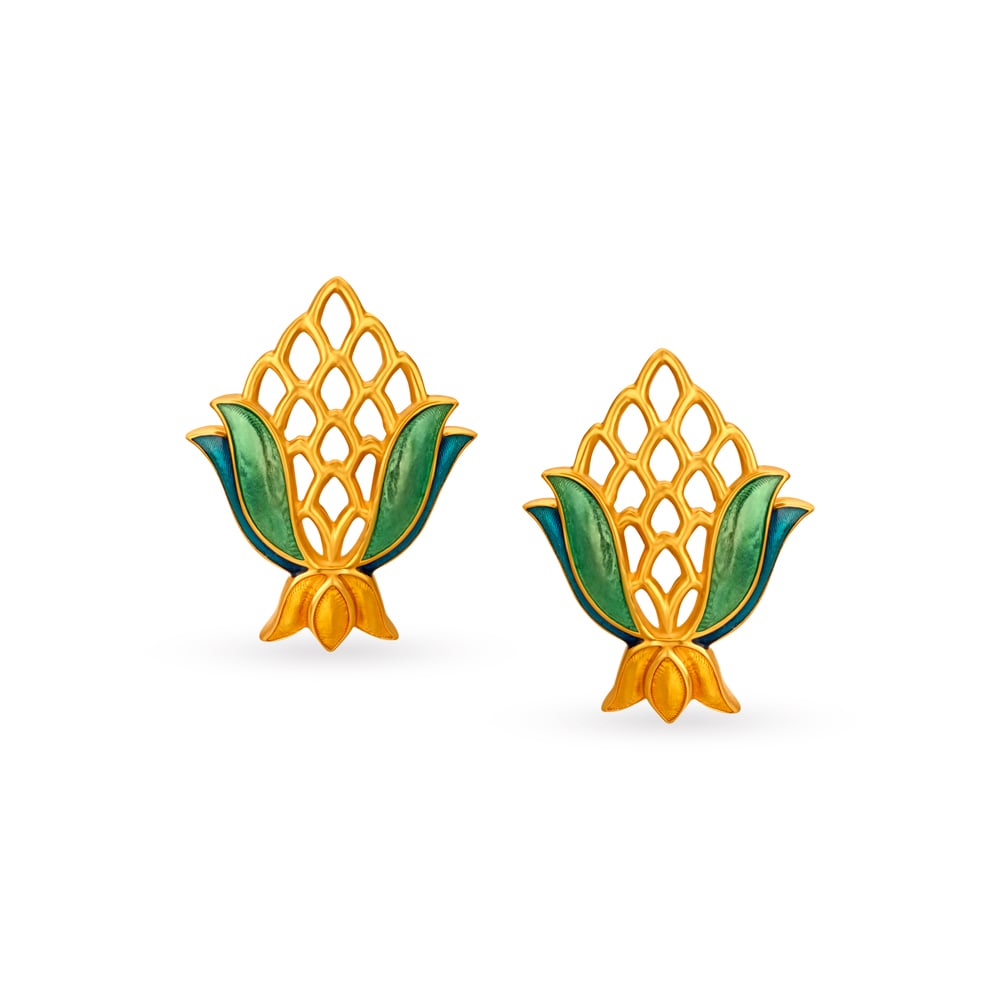 Mesmerising Lotus Stud Earrings,,hi-res image number null