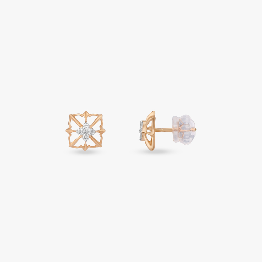 Lattice Bloom Diamond Stud Earrings,,hi-res image number null
