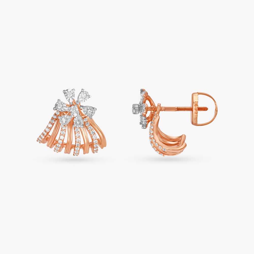 Enticing Floral Diamond Stud Earrings,,hi-res image number null