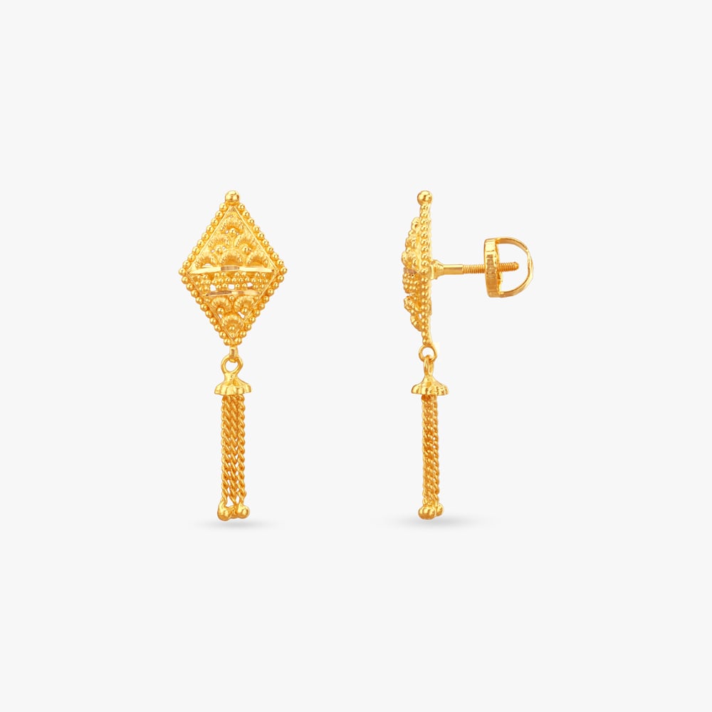 

Engraved Geometry Gold Drop Earrings