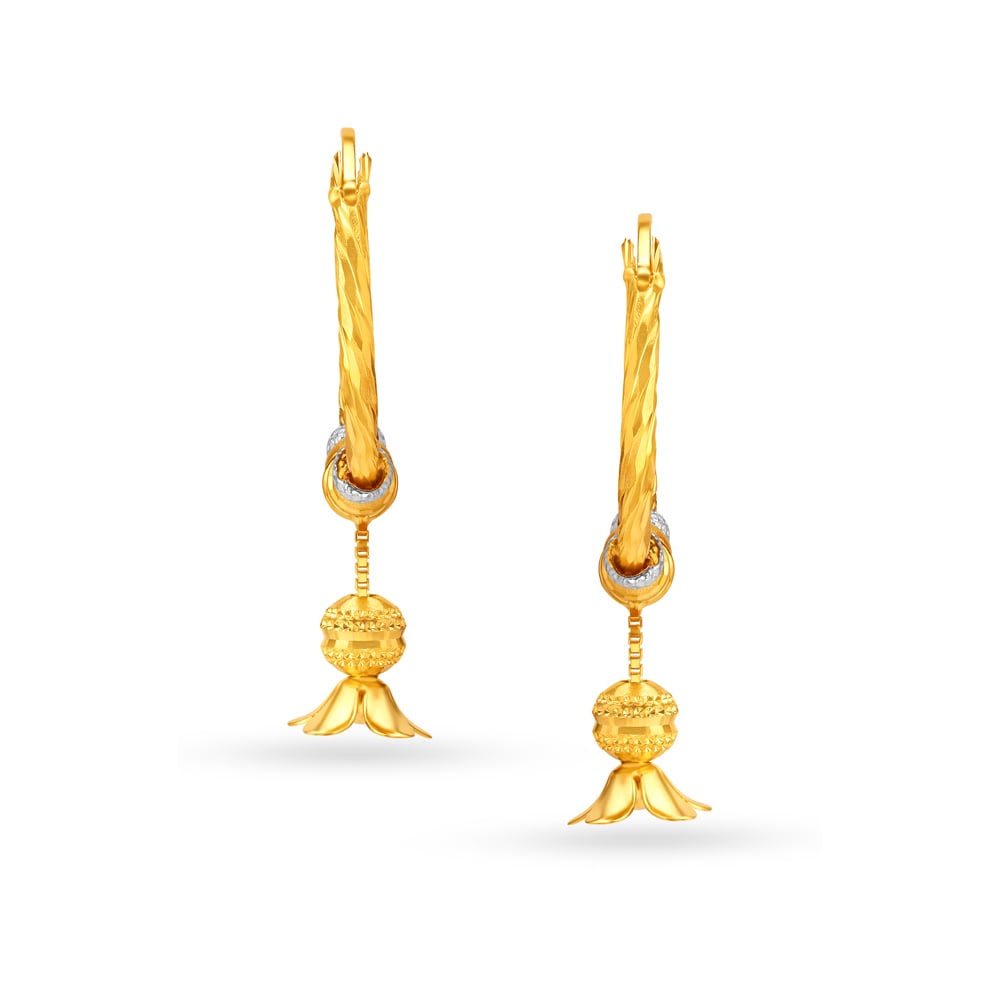 Floral Gold Hoop Earrings,,hi-res image number null