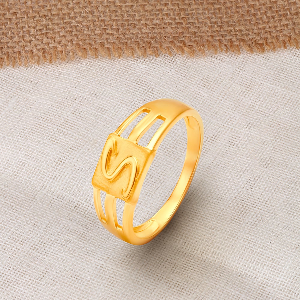 Minimalist Style Letter Ring Plated U Got An Alphabet Choose - Temu