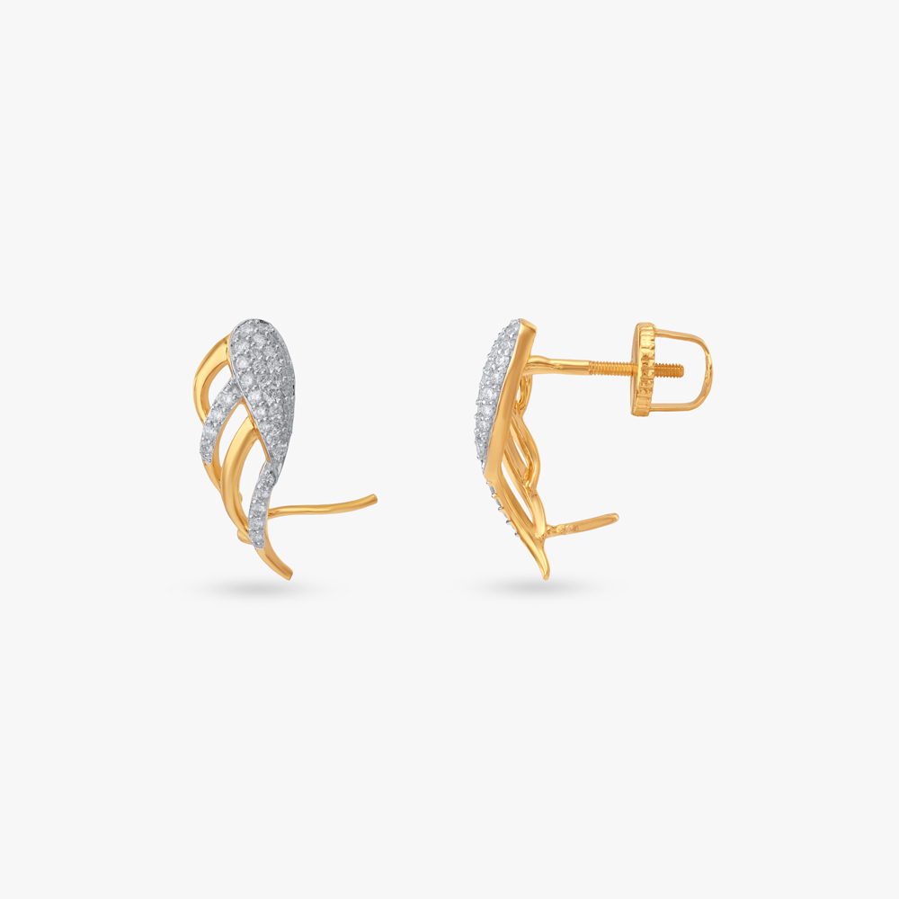 Interlaced Curve Diamond Stud Earrings,,hi-res image number null