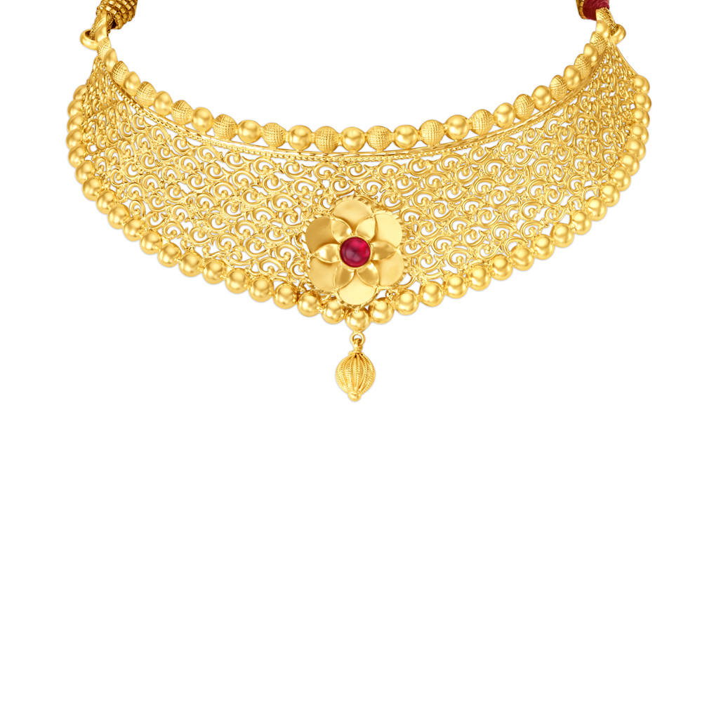 Captivating Gold Choker Necklace Set,,hi-res image number null