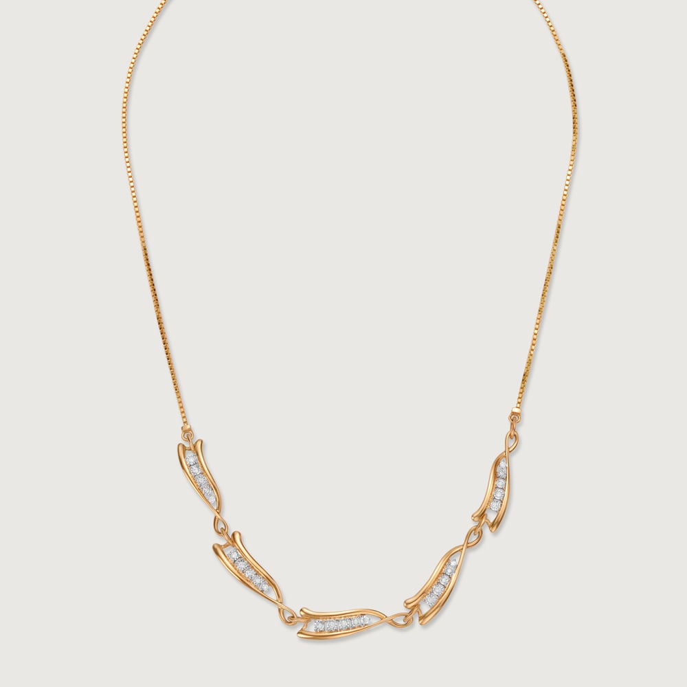 Elegant Rivulet 14 Kt Gold & Diamond Necklace,,hi-res image number null