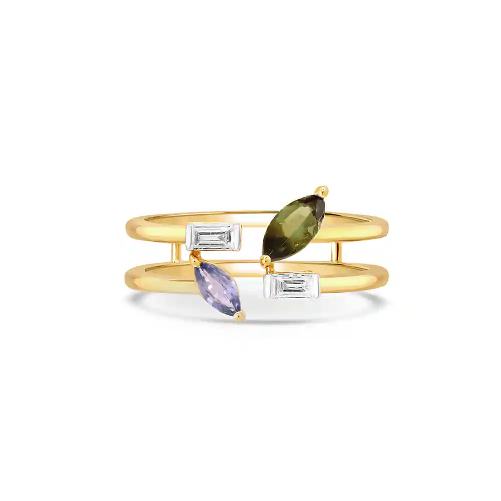 14KT Yellow Gold Odyssey Sapphire And Tourmaline Ring,,hi-res image number null