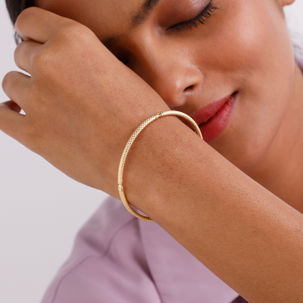 Textured Classic Gold Bangle,,hi-res image number null