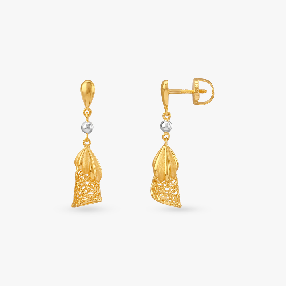 Whimsical Charm Gold Jhumka Earrings,,hi-res image number null