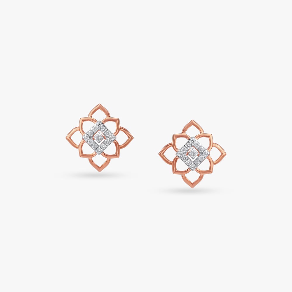 Mystic Petal Diamond Stud Earrings,,hi-res image number null