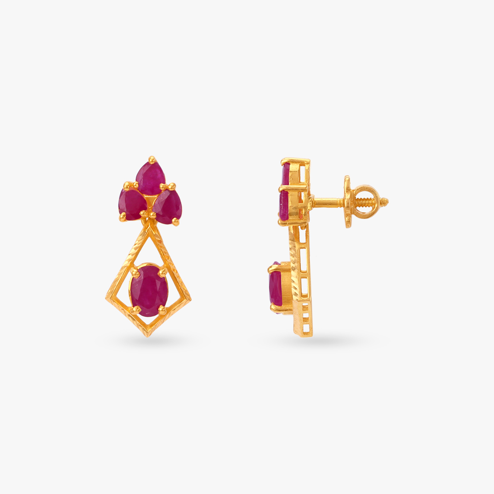 Ruby Crown Drop Earrings,,hi-res image number null