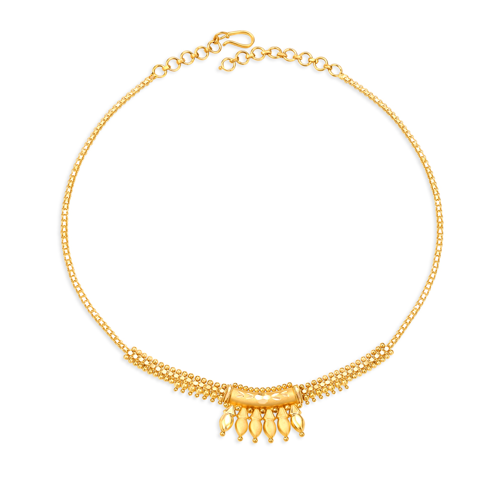 Classical Yellow Gold Beaded Necklace and Earrings Set,,hi-res image number null