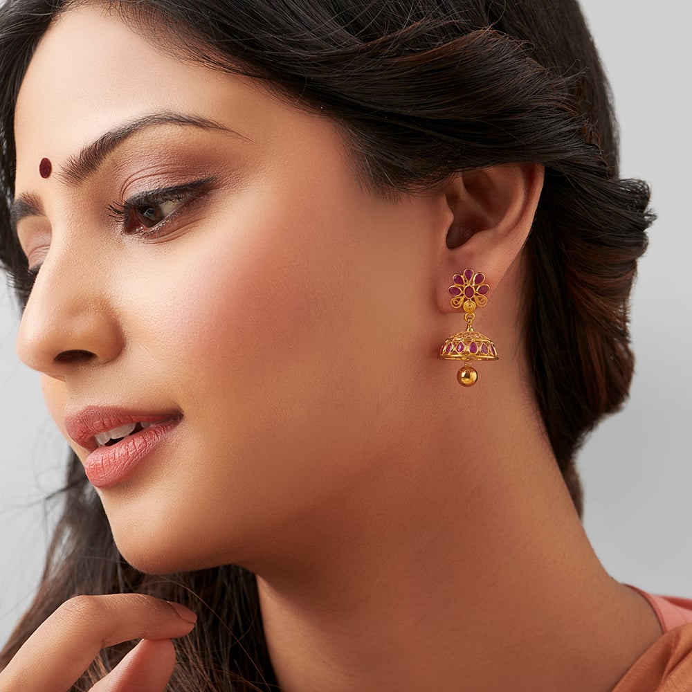 Opulent Ruby Jhumkas,,hi-res image number null