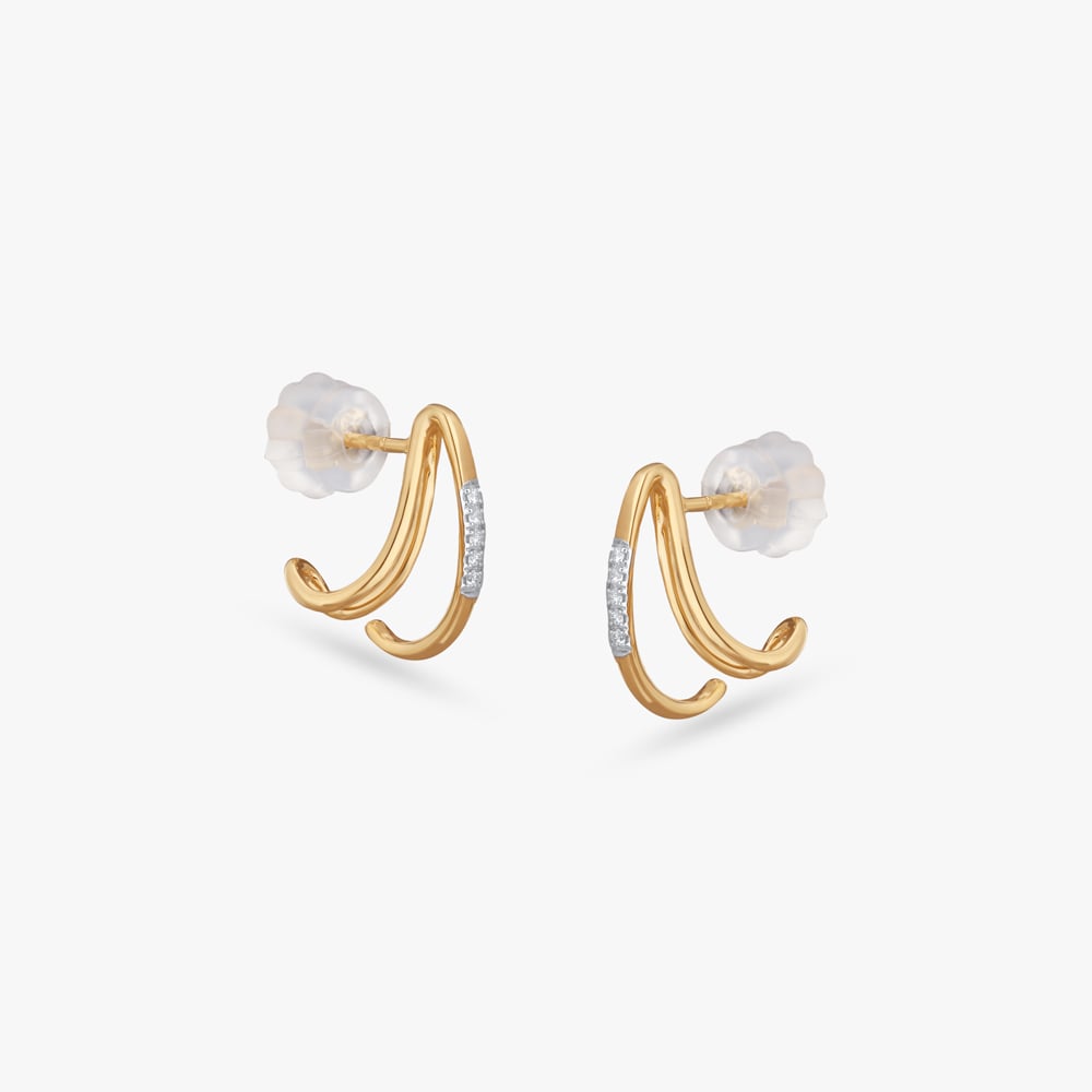Flow Curve Diamond Hoop Earrings,,hi-res image number null
