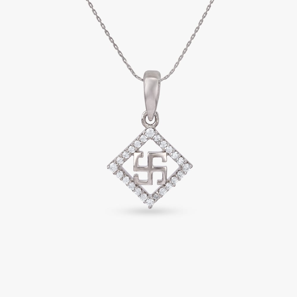 Radiant Swastik Silver Pendant,,hi-res image number null