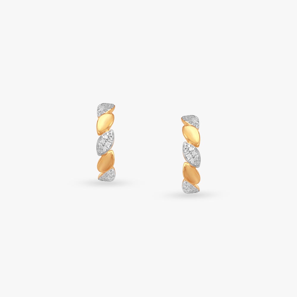 Leaf Cascade Diamond Hoop Earrings,,hi-res image number null