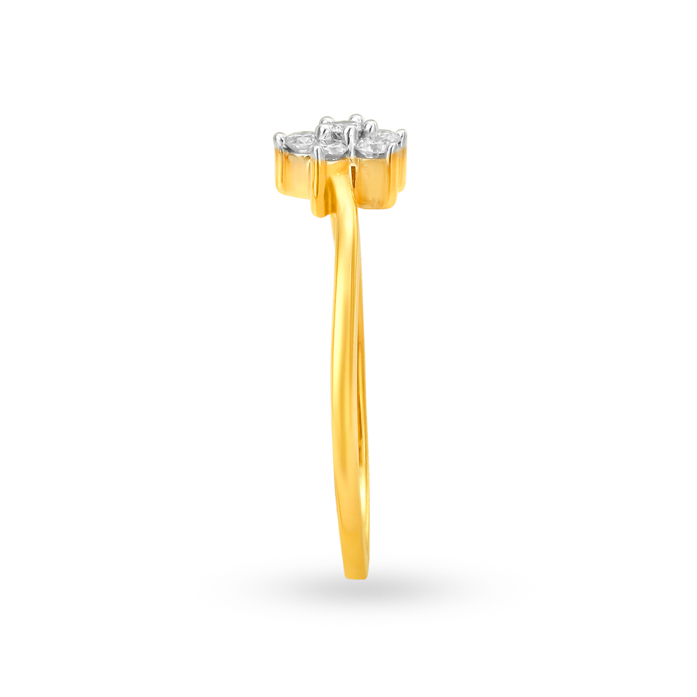 Stunning Floral Gold and Diamond Finger Ring,,hi-res image number null