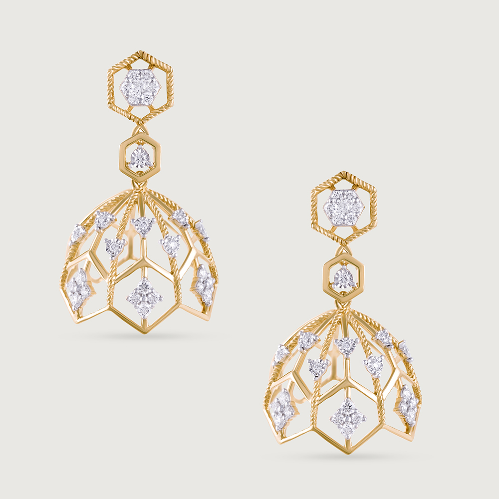 Lippan Grandeur Gold & Diamond Jhumka,,hi-res image number null