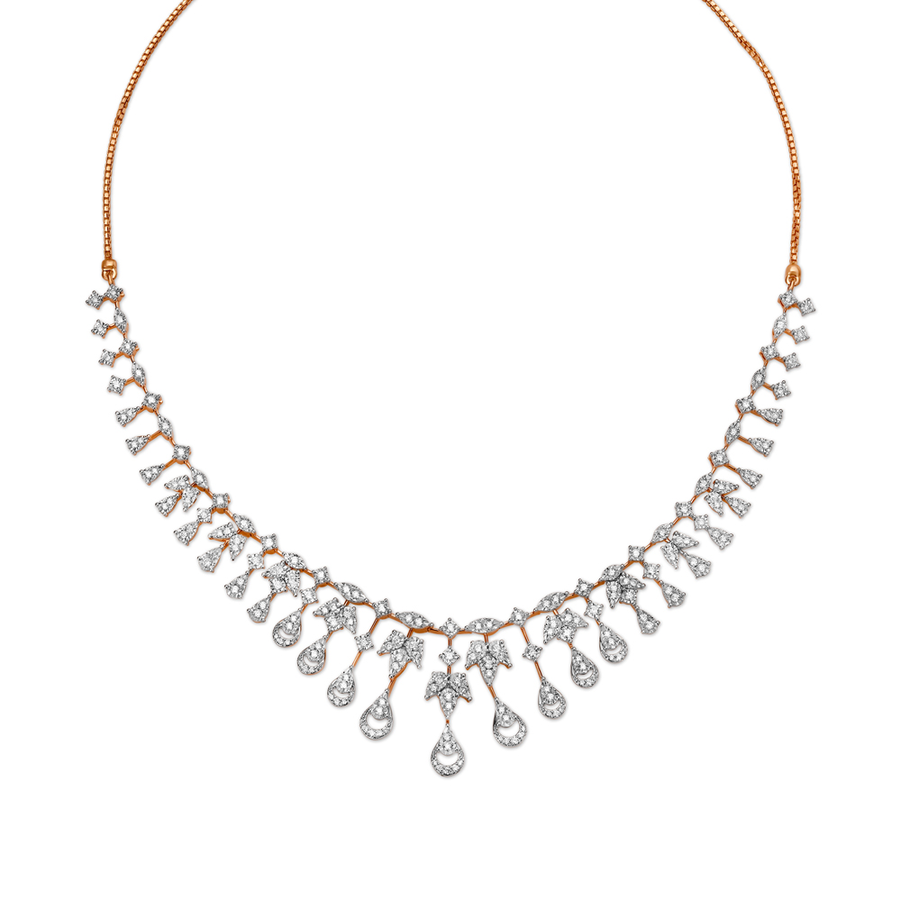 Mesmerising Floral Diamond Necklace Set,,hi-res image number null
