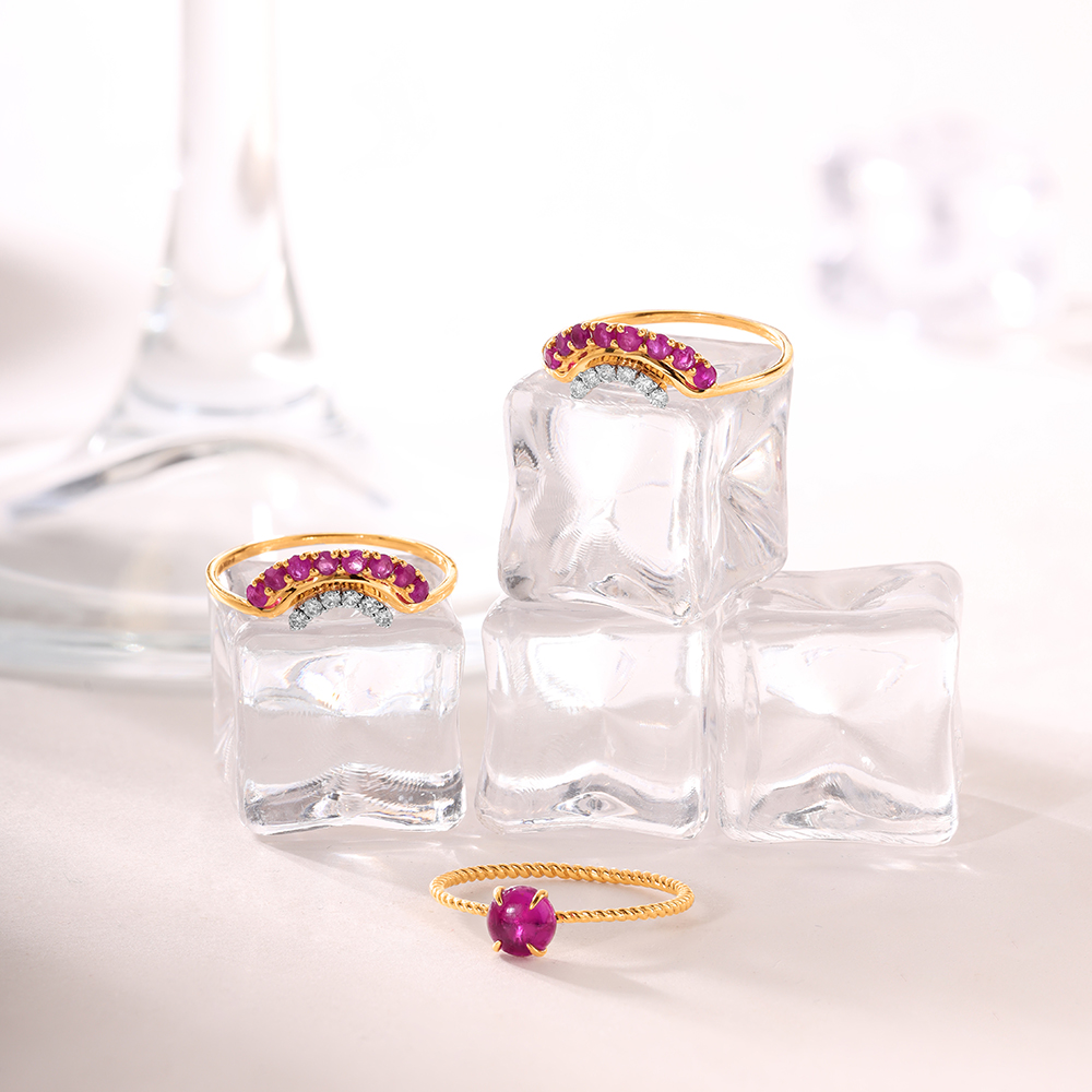 Red Elixir 14KT Ruby & Diamond  Finger Ring,,hi-res image number null