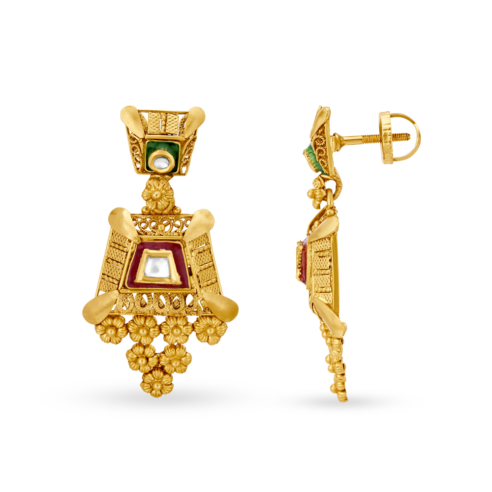 Intricate Floral Gold Necklace Set,,hi-res image number null