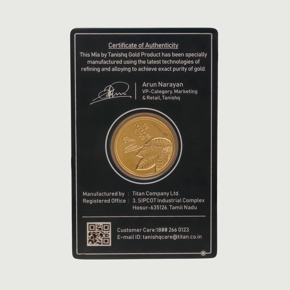 8 GM 22 Karat  Sublime Mango Leaf Gold Coin,,hi-res image number null