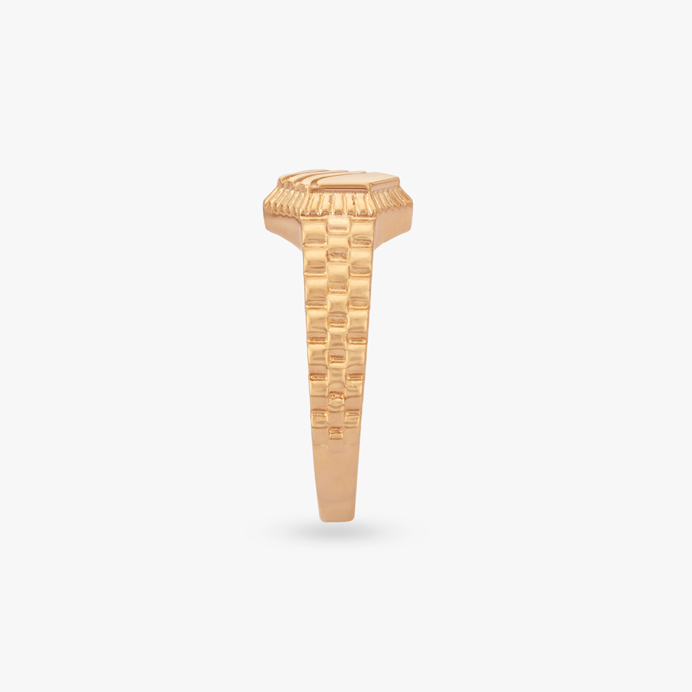 Hexagonal Grid Gold Ring for Men,,hi-res image number null
