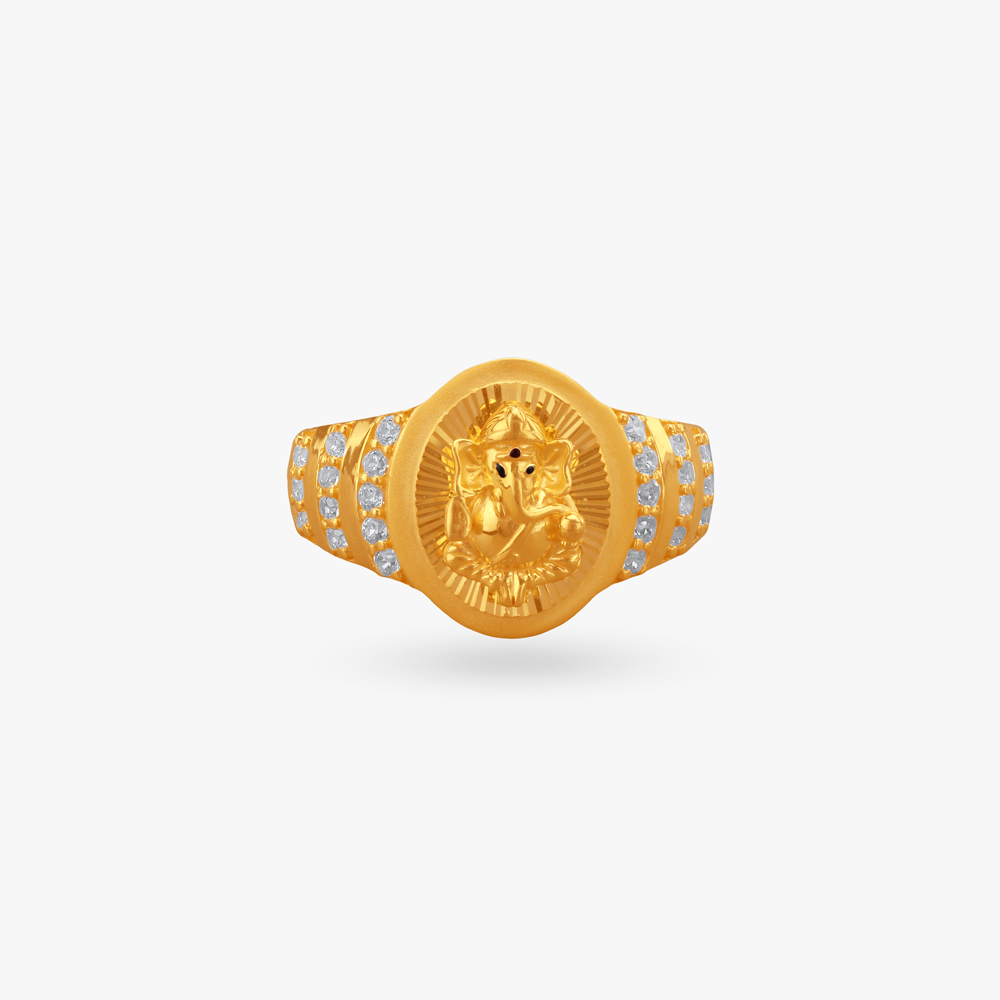 

Ganesha Shield Gold Ring For Men