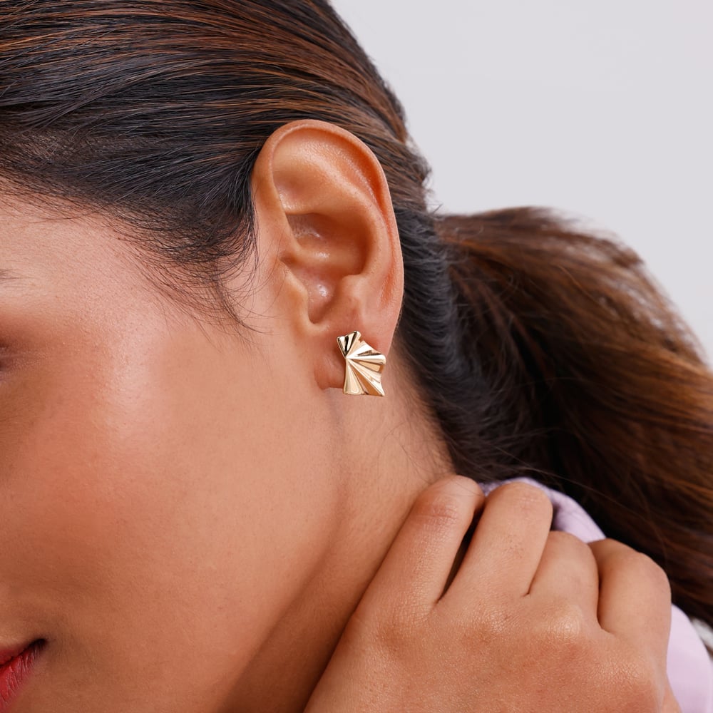 Radiant Fold Gold Stud Earrings,,hi-res image number null